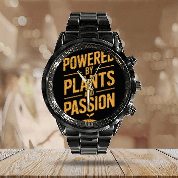 Discover Powered By Plants And Passion Vegan Vegetarian Calendar Steel Band Watch