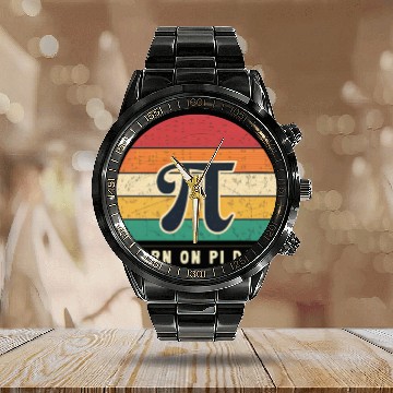 Discover Retro Vintage Born in March Pi Day Calendar Steel Band Watch | Funny