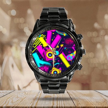 Discover retro vintage 80s pop culture Calendar Steel Band Watch