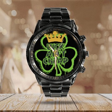 Discover Graffiti Shamrock King: Luck Ain’t Cheap Calendar Steel Band Watch