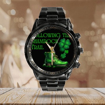 Discover St. Patrick's Day - Following the Shamrock Trail Calendar Steel Band Watch