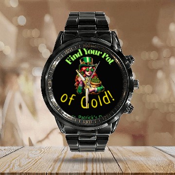 Discover Find Your Pot of Gold Calendar Steel Band Watch