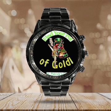 Discover Find Your Pot Of Gold gift for St Patrick's Day Calendar Steel Band Watch