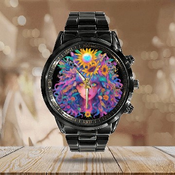 Discover Sunflower seeds Calendar Steel Band Watch