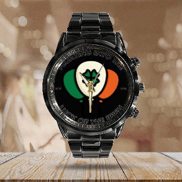 Discover Floating into the luck of the irish Calendar Steel Band Watch