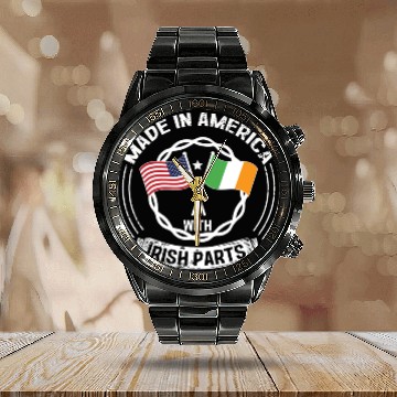Discover Made In America With Irish Parts USA US Calendar Steel Band Watch
