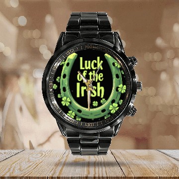 Discover Luck of the Irish Horseshoe Design Calendar Steel Band Watch