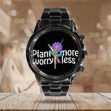 Discover Grow Joyful Gardens Calendar Steel Band Watch
