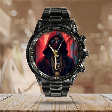 Discover Masked Street Rapper with Gold Chains – Urban Graf Calendar Steel Band Watch