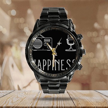 Discover Radio Microphone Happiness Calendar Steel Band Watch