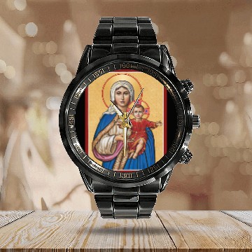 Discover Holy Rosary Virgin Mary Catholic Rosary Calendar Steel Band Watch
