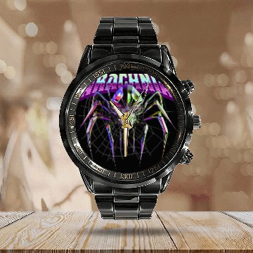 Discover Arachnia Spider On Web Calendar Steel Band Watch