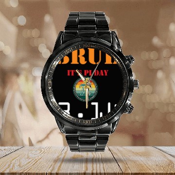 Discover Bruh It's Pi Day Funny Pi Day Saying Math Calendar Steel Band Watch