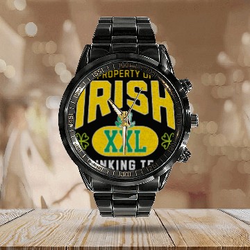 Discover Irish Drinking Team design Calendar Steel Band Watch