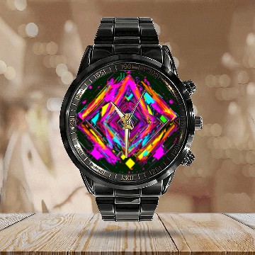 Discover Neon Colors Vintage Party Rave Calendar Steel Band Watch