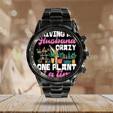 Discover Plant Lover Gardening Husband Wife Calendar Steel Band Watch