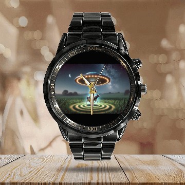 Discover Alien Cow Abduction Calendar Steel Band Watch