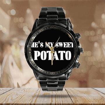 Discover He's My Sweet Potato Calendar Steel Band Watch