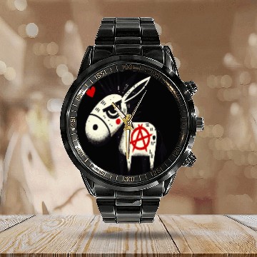 Discover Punk Anarchy Donkey Calendar Steel Band Watch