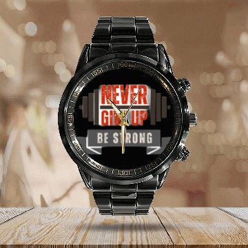 Discover never give up be strong Calendar Steel Band Watch