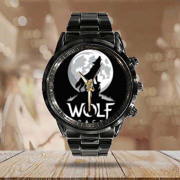 Discover Wolf Pack Moon Howl Calendar Steel Band Watch