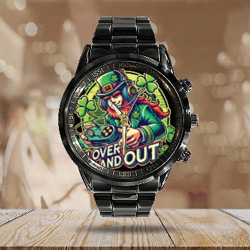 Discover Clover And Out St. Patricks Day Gaming Design Calendar Steel Band Watch