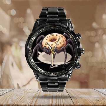 Discover Donut Spider Funny Creative Motif Calendar Steel Band Watch