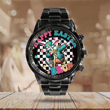 Discover Hip-Hop Easter Bunny Vibes Calendar Steel Band Watch