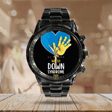 Discover World Down Syndrome Awareness Men Women Kids Calendar Steel Band Watch