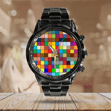 Discover "Vibrant Multi-Color Square Box Design Calendar Steel Band Watch"