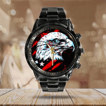 Discover Symbol of America - American Bald Eagle Calendar Steel Band Watch