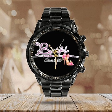 Discover Beautiful since 1990 birthday typography Calendar Steel Band Watch