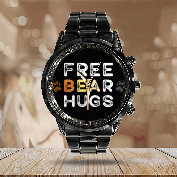 Discover Gay Bear Free Hugs Funny Bear Pride Men Calendar Steel Band Watch