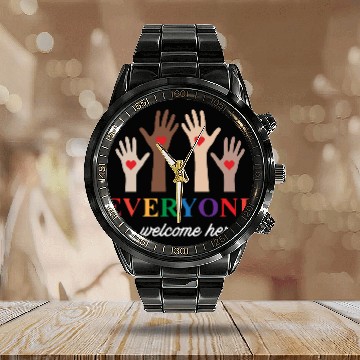 Discover Everyone Is Welcome Here Idaho Teacher Calendar Steel Band Watch