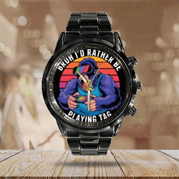 Discover Retro Gamer Ape Calendar Steel Band Watch