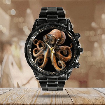 Discover Steampunk Octopus, Steampunk Sci-Fi Calendar Steel Band Watch