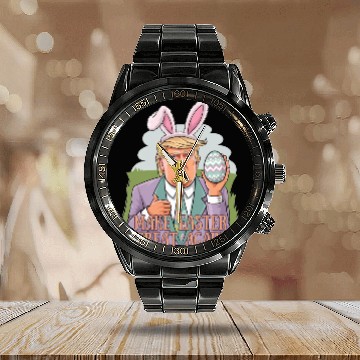 Discover Trump Easter Bunny Calendar Steel Band Watch