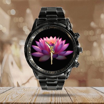 Discover Serene Lotus Bloom Calendar Steel Band Watch
