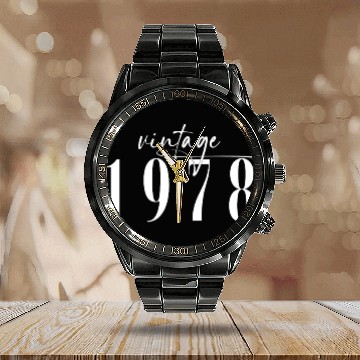 Discover Vintage 1978 Elegant Minimalist Birthday Calendar Steel Band Watch