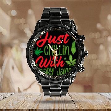 Discover JUST CHILLIN WITH MARY JANE Calendar Steel Band Watch