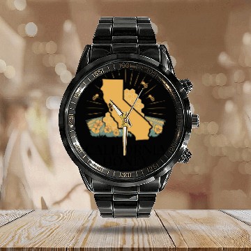 Discover California honey sweet as the golden state Calendar Steel Band Watch
