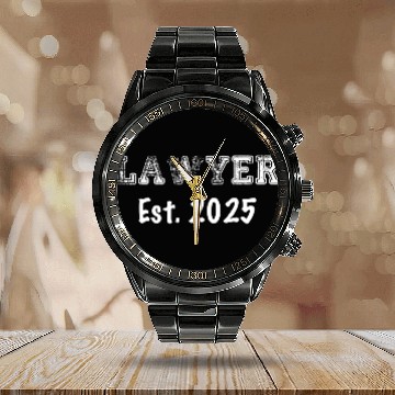 Discover Lawyer Graduation Gift - Lawyer Established 2025 Calendar Steel Band Watch