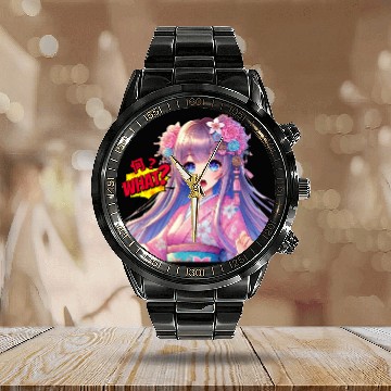 Discover Kawaii Kimono Girl Calendar Steel Band Watch
