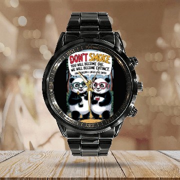Discover Calendar Steel Band Watch 2 Two pandas are standing drunk