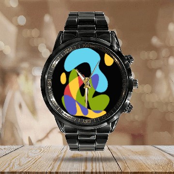 Discover sea sun and tropical flora - bold abstract Calendar Steel Band Watch