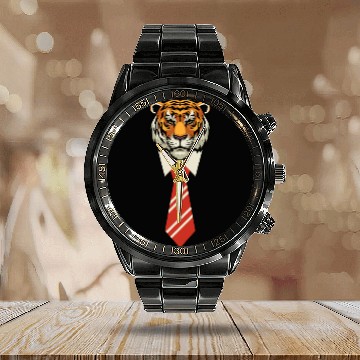 Discover Tiger Boss Stylish Tie Graphic – Power & Elegance Calendar Steel Band Watch