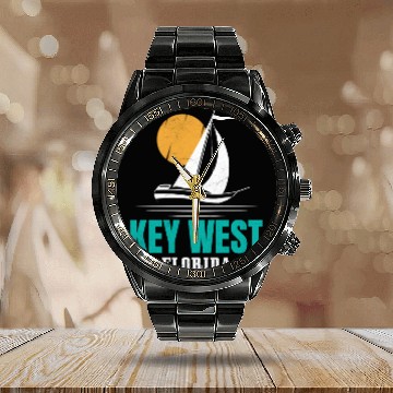 Discover KEY-WEST FLORDIA Sailing West Keys Sailing Outfit Calendar Steel Band Watch