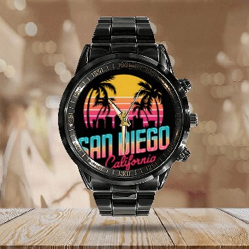 Discover San Diego Souvenir and Travel Gift Idea Calendar Steel Band Watch