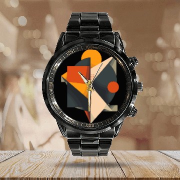 Discover Modern Retro Geometric Composition Calendar Steel Band Watch