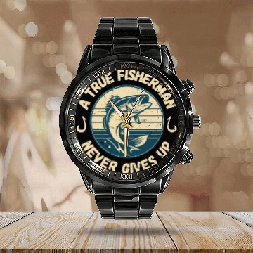 Discover True Fisherman: Never Give Up Calendar Steel Band Watch